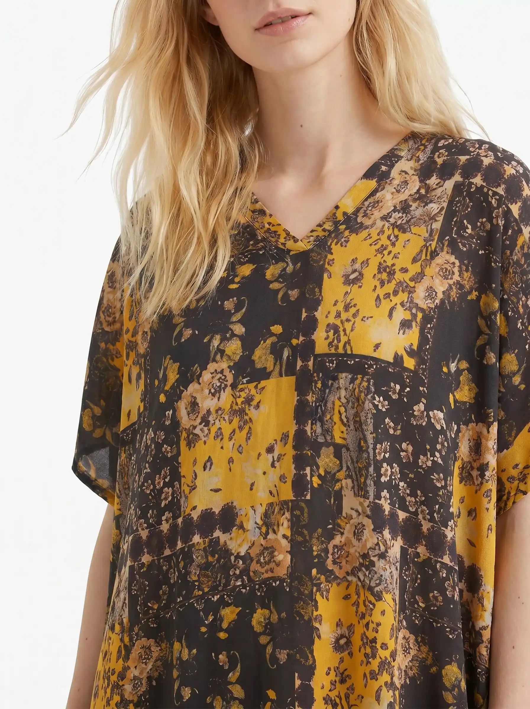 The Goldie - Black & Gold Patchwork Caftan