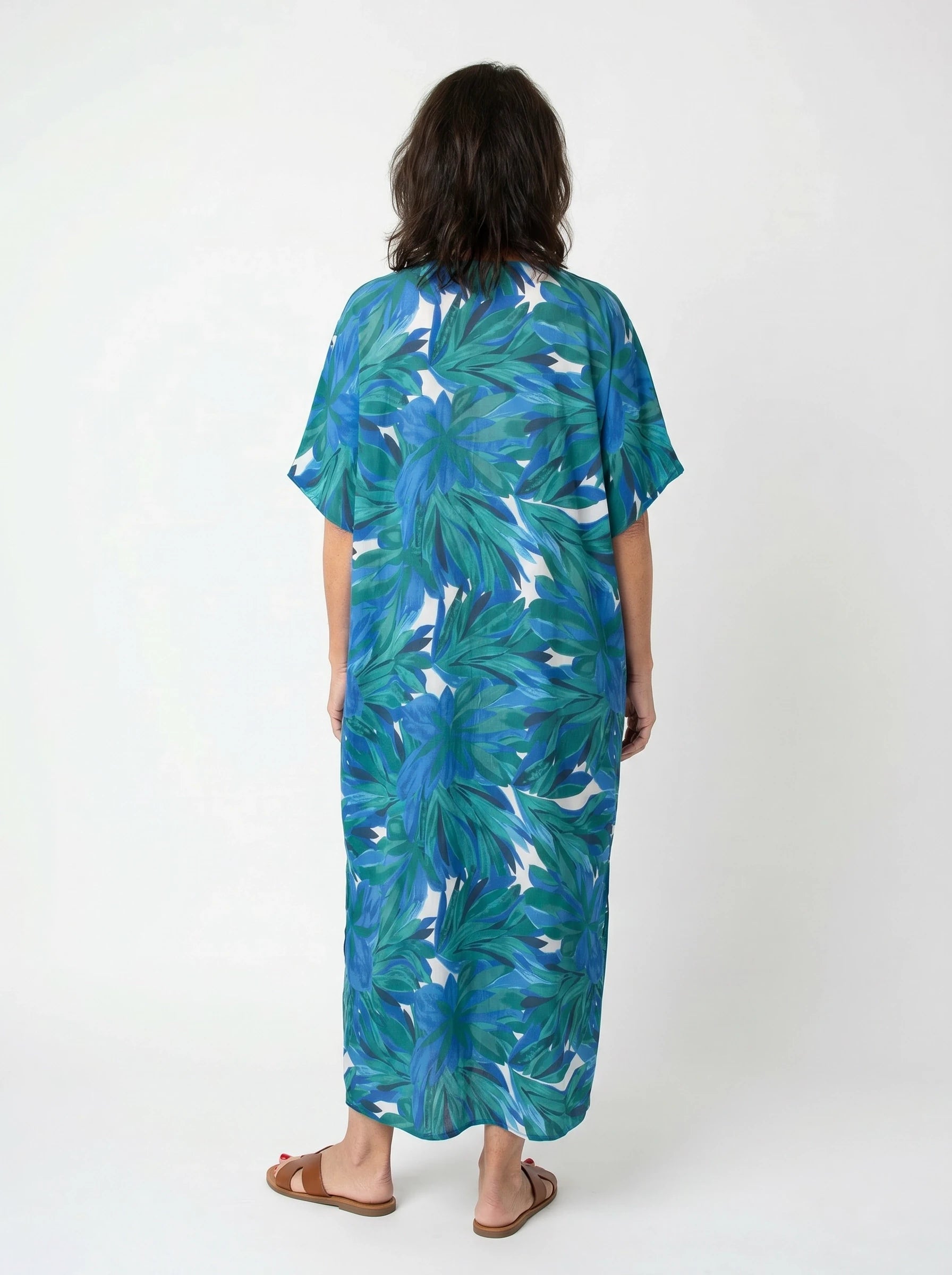 The Palma - Blue & Green Palm Caftan
