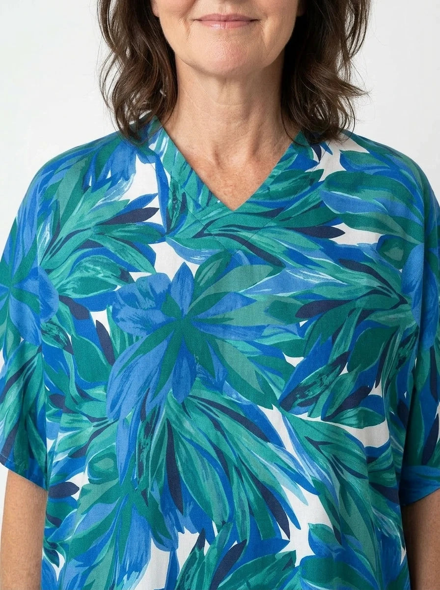 The Palma - Blue & Green Palm Caftan