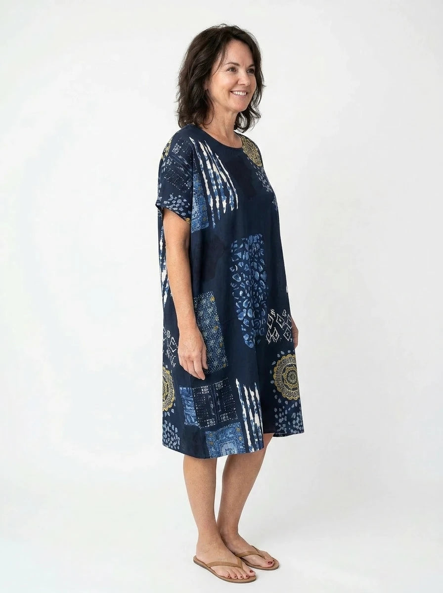 The Indigo - Mandala Patchwork Dress