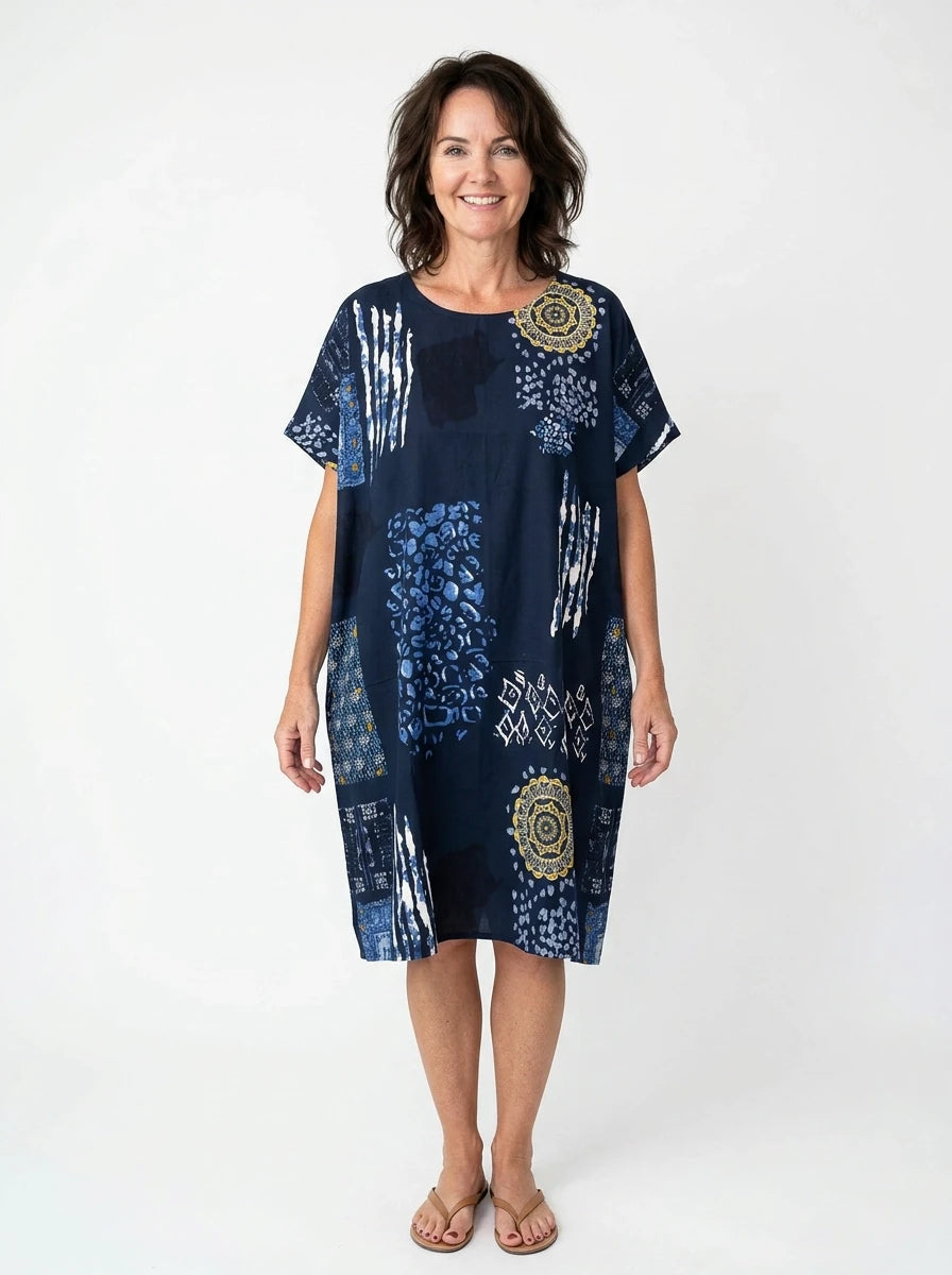 The Indigo - Mandala Patchwork Dress