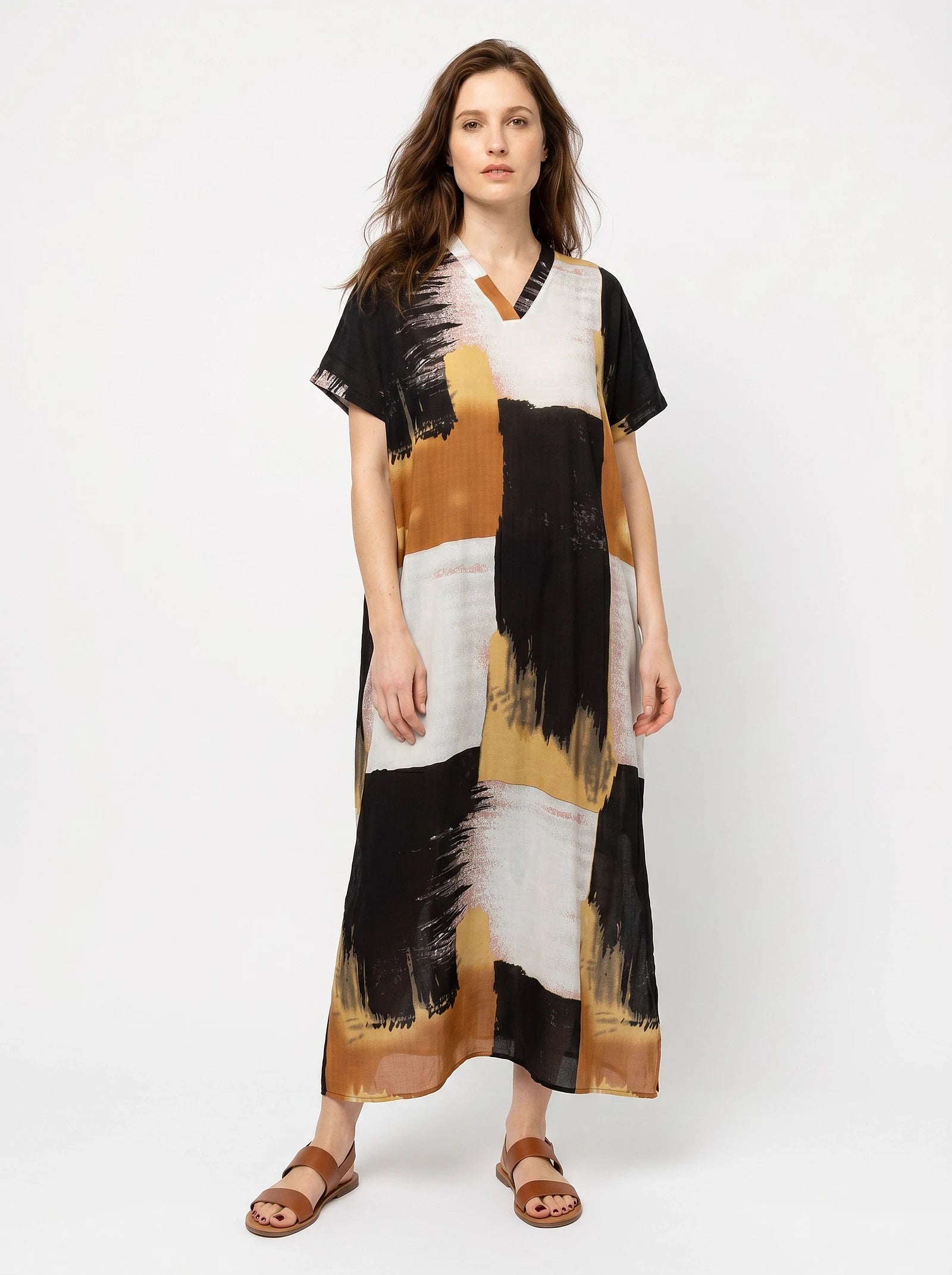 The Lennox - Black & Gold Abstract Caftan