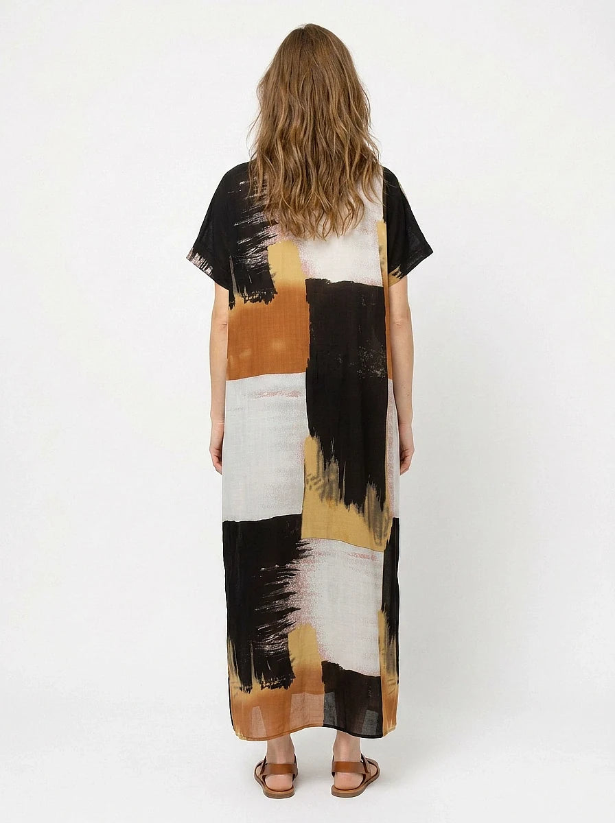 The Lennox - Black & Gold Abstract Caftan