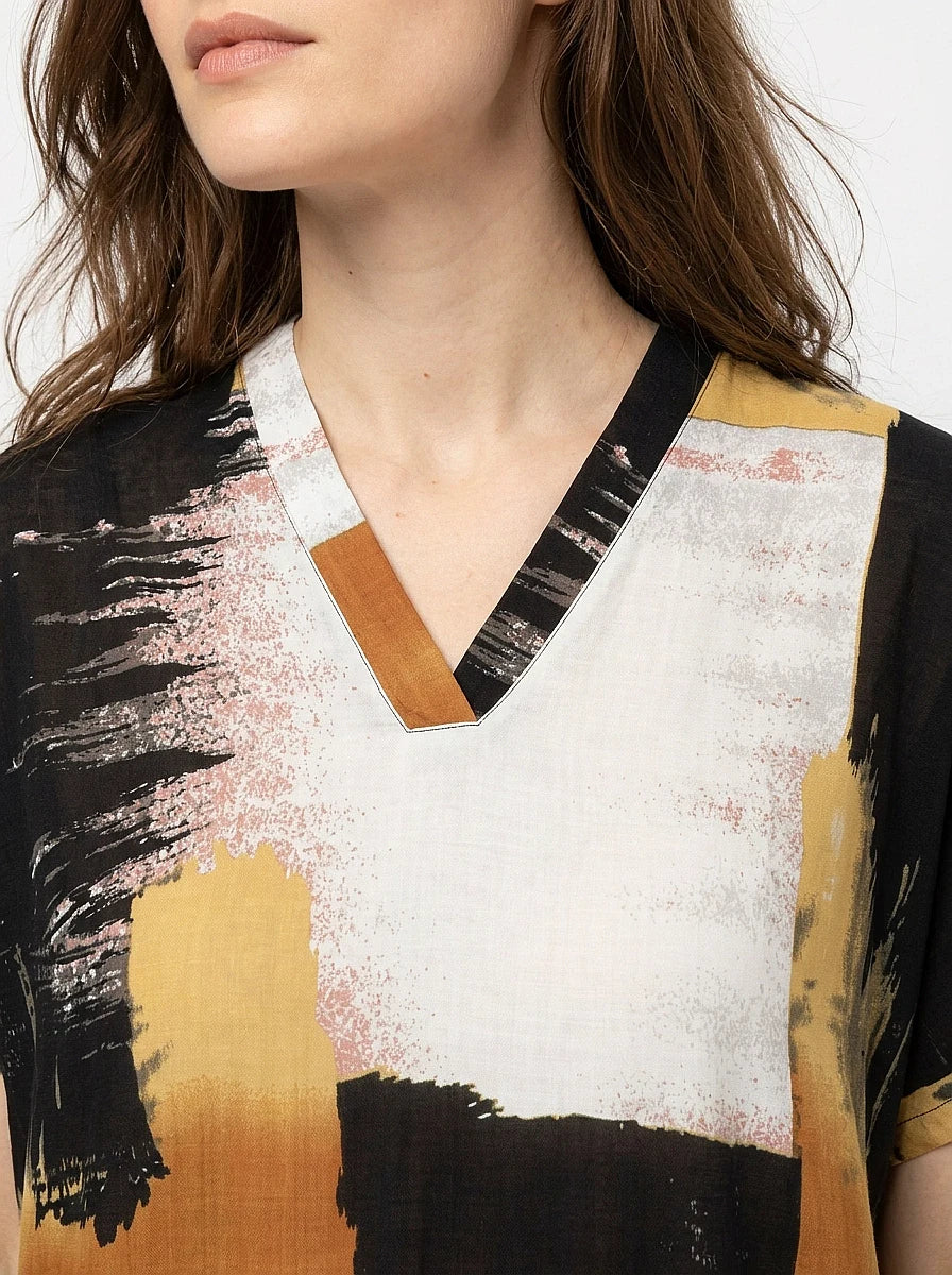 The Lennox - Black & Gold Abstract Caftan