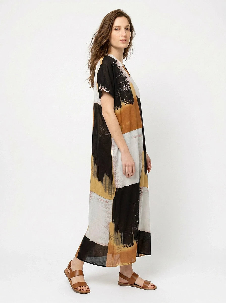 The Lennox - Black & Gold Abstract Caftan
