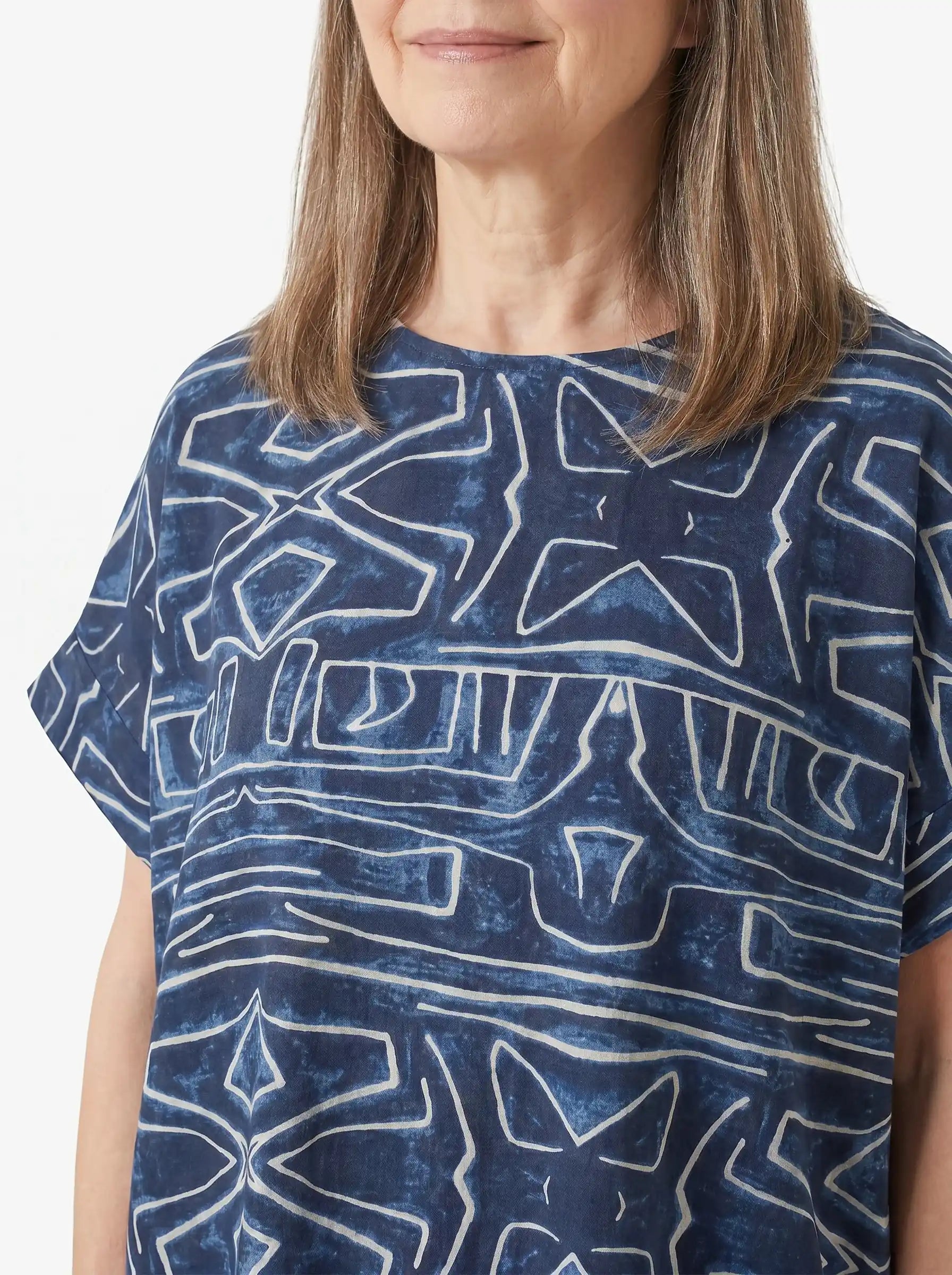 The Kuba - Navy Tribal Print Dress