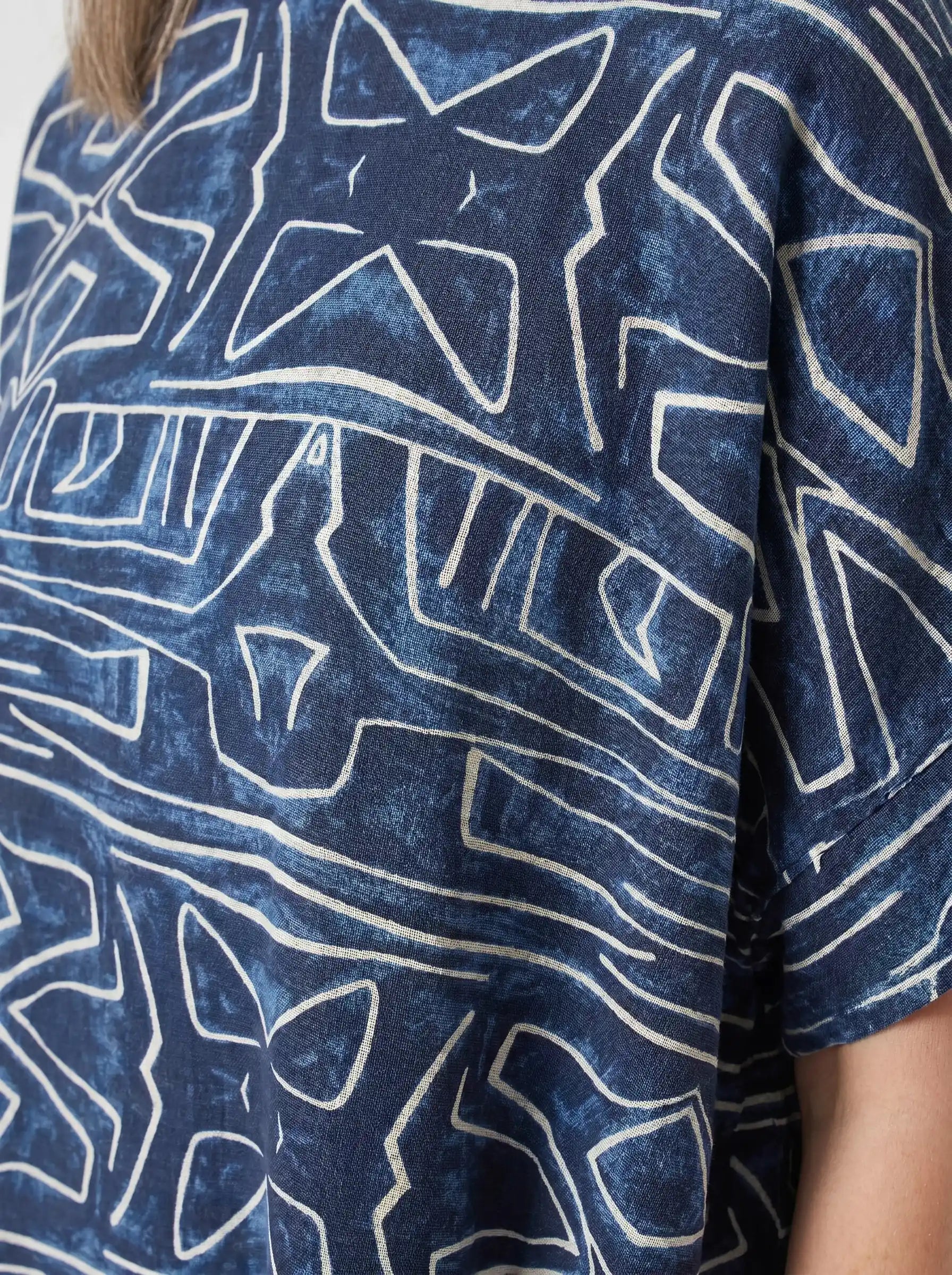 The Kuba - Navy Tribal Print Dress