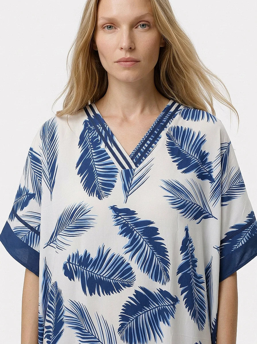 The Capri - Navy Palm Caftan