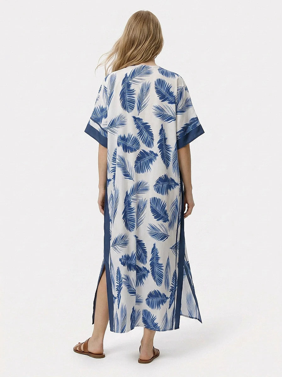 The Capri - Navy Palm Caftan