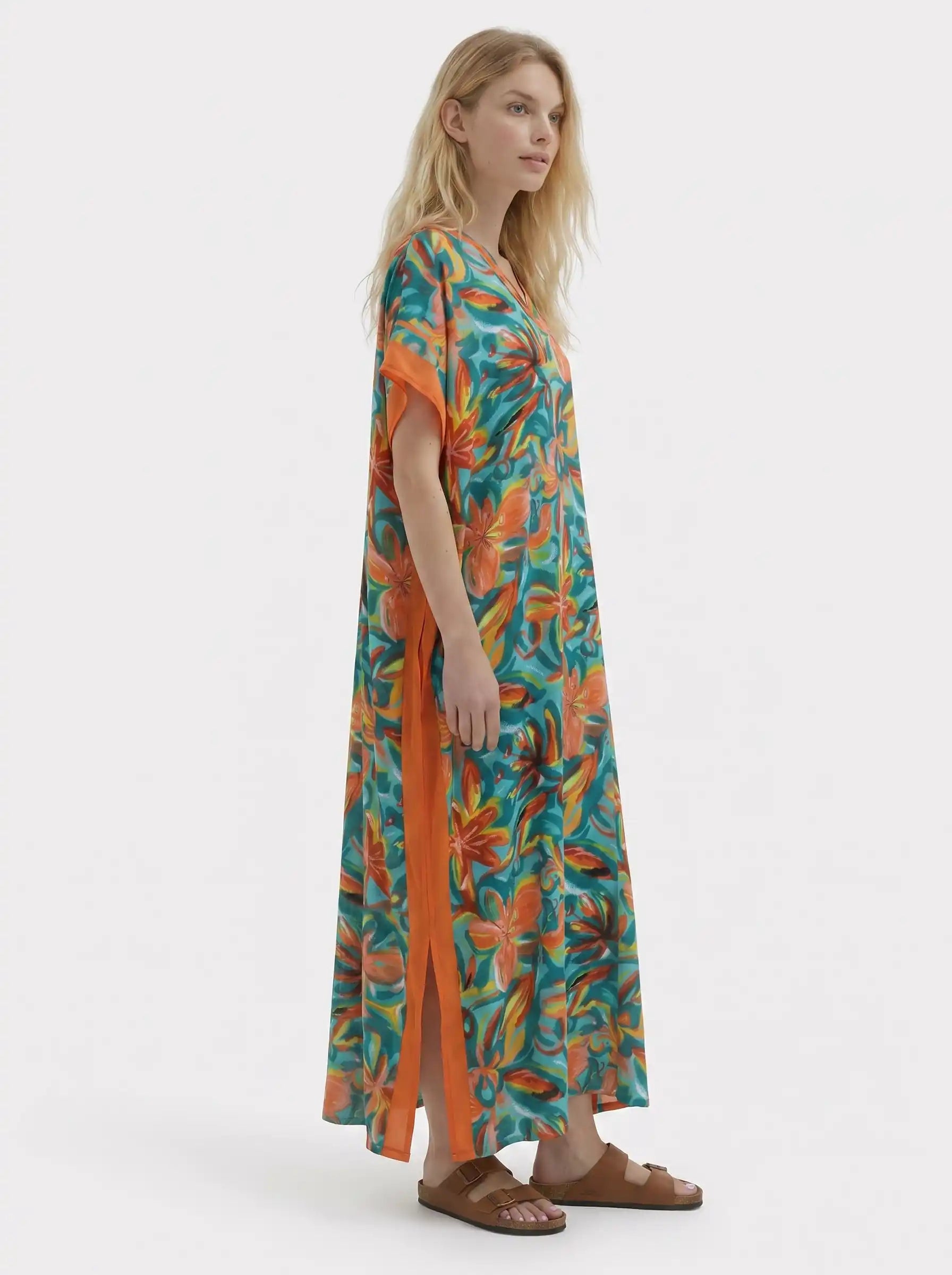 The Havana - Teal & Orange Tropical Caftan