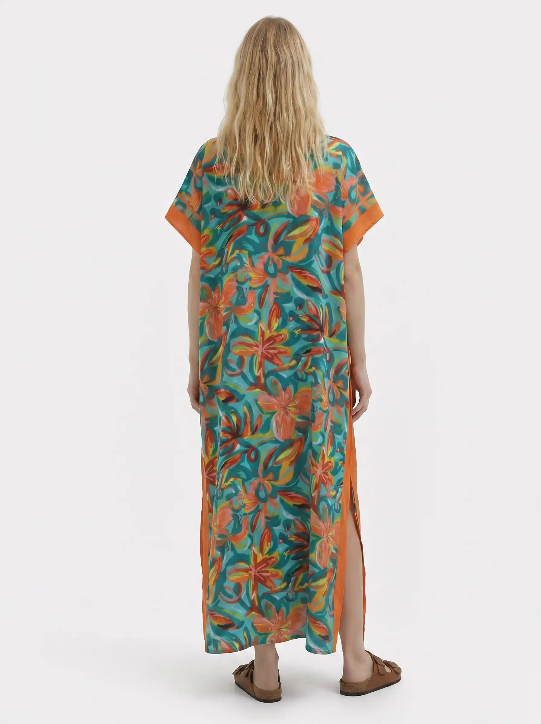 The Havana - Teal & Orange Tropical Caftan