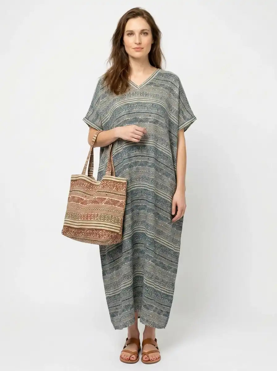 The Linen - Sage Ornamental Caftan